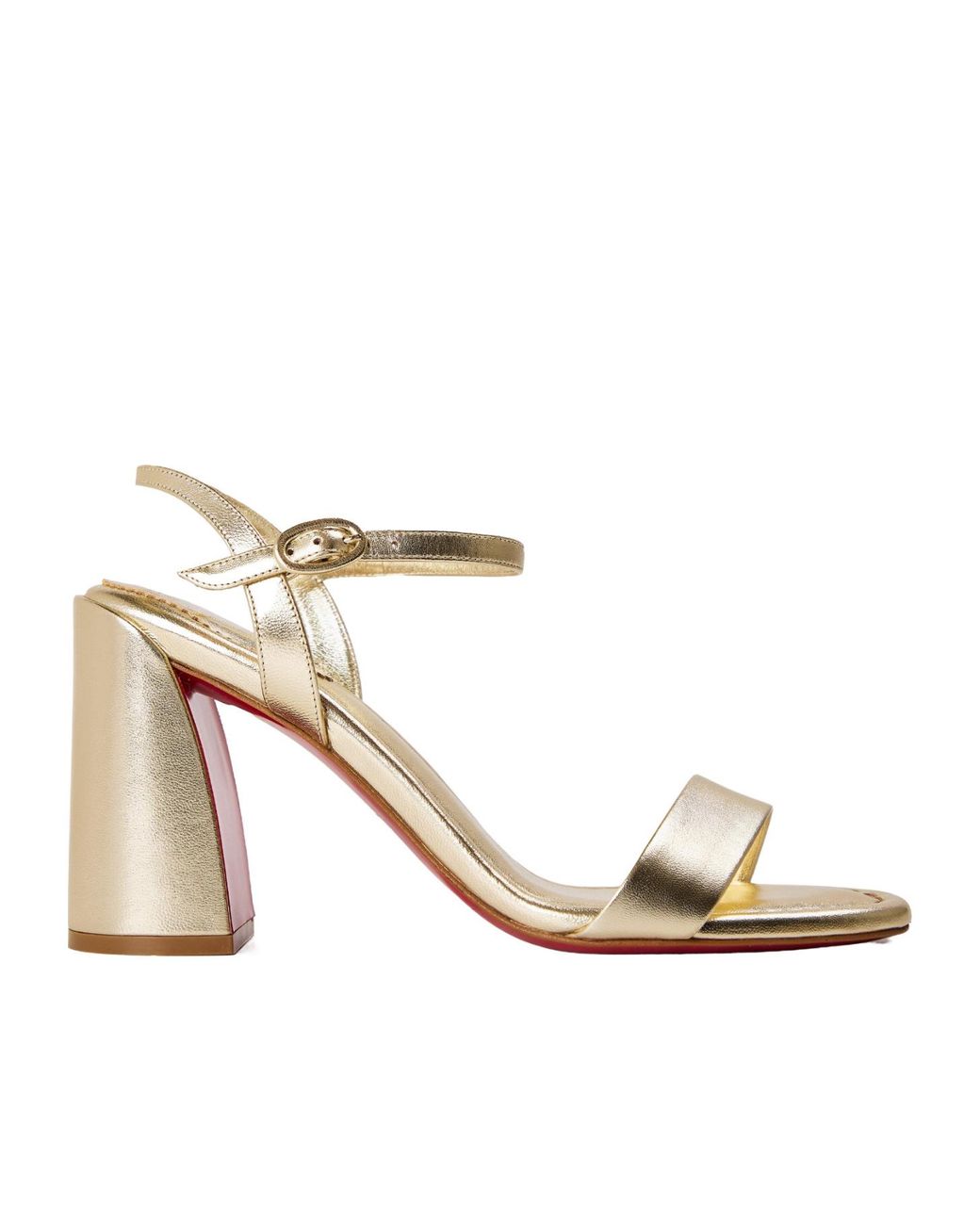 Christian Louboutin Natural Leather Block Heel Sandals