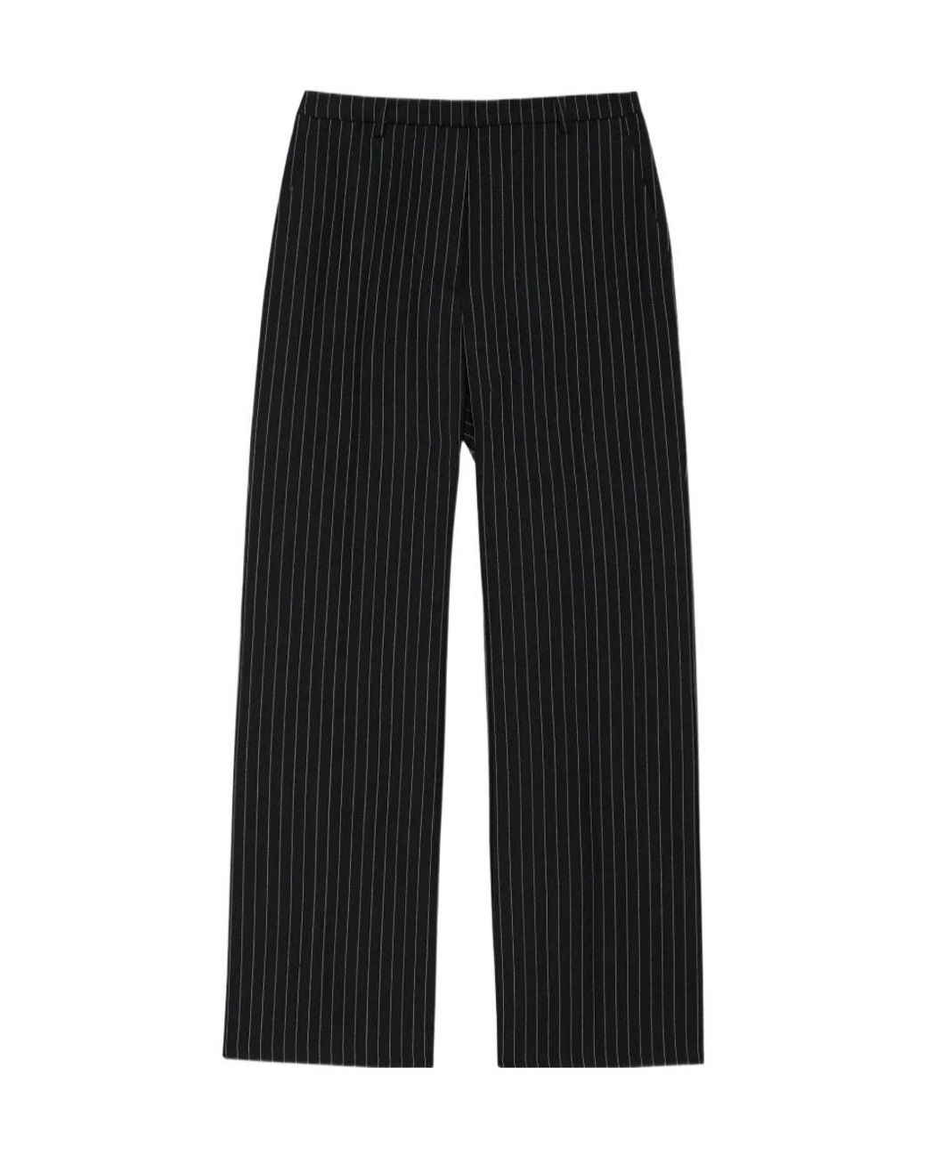 Anine Bing Black Thomas Pinstripe Pants