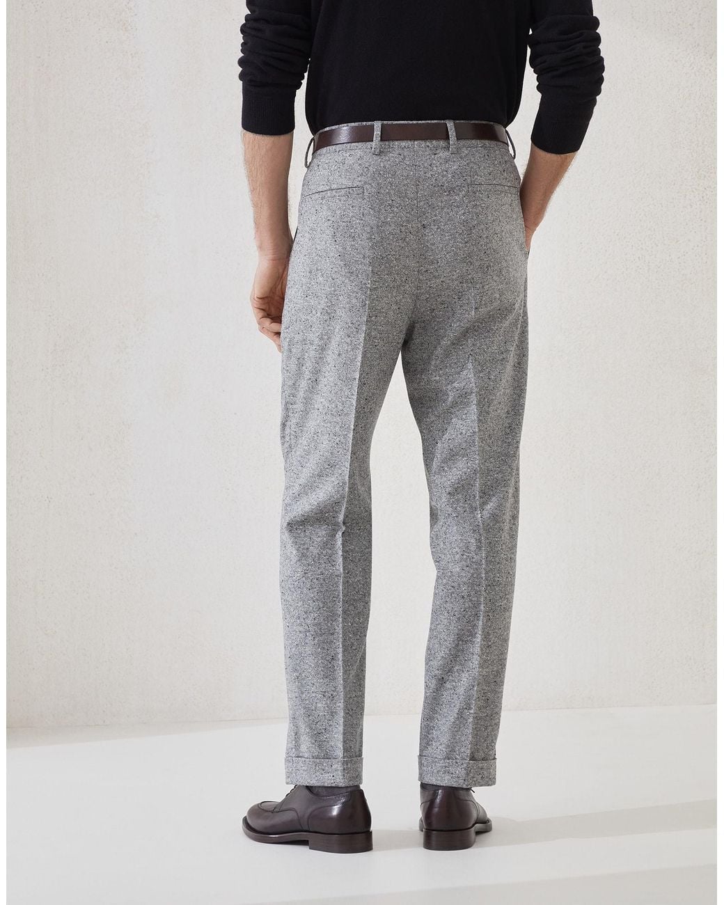 Brunello Cucinelli Black Pinces Detailed Pants for men
