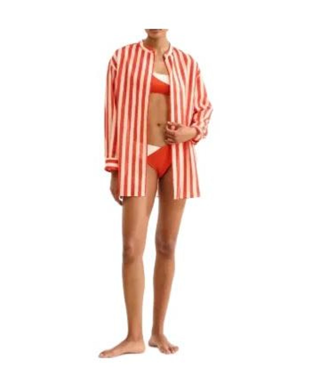Eres Red Duetto Striped Cotton Shirt