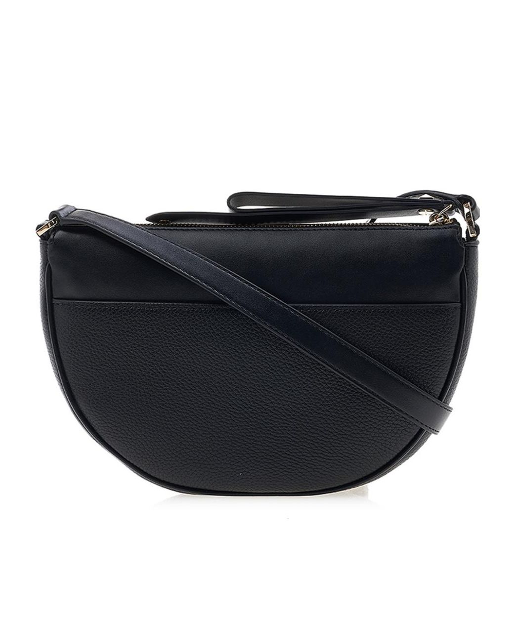 Michael Kors Black Leather Logo-Plaque Saddle Bag