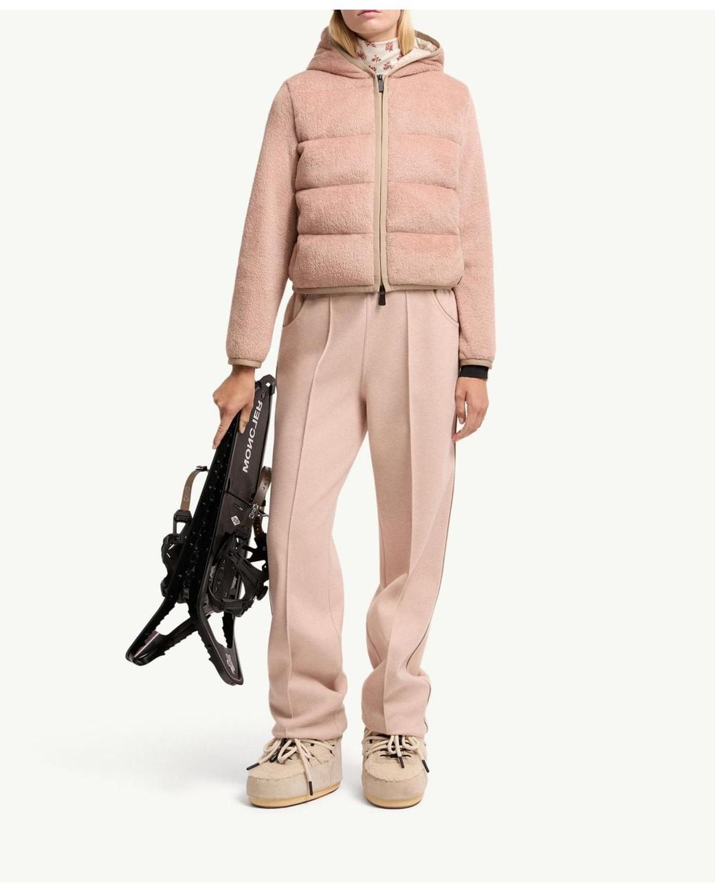 Moncler Pink Grenoble Padded Fleece Hooded Jacket