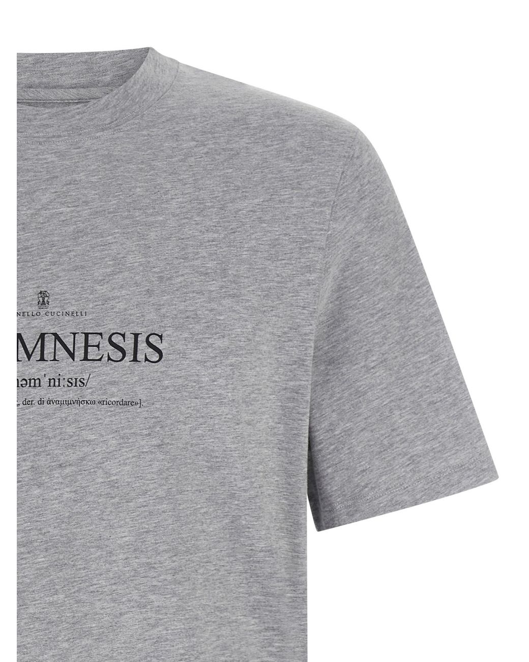 Brunello Cucinelli Gray Logo Printed Crewneck T-Shirt for men