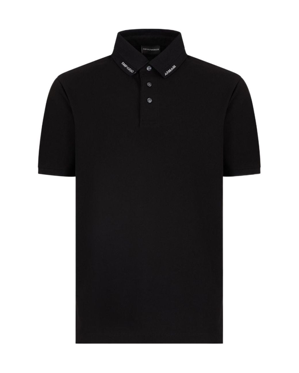 Emporio Armani Black Polo Shirt With Logo Collar for men