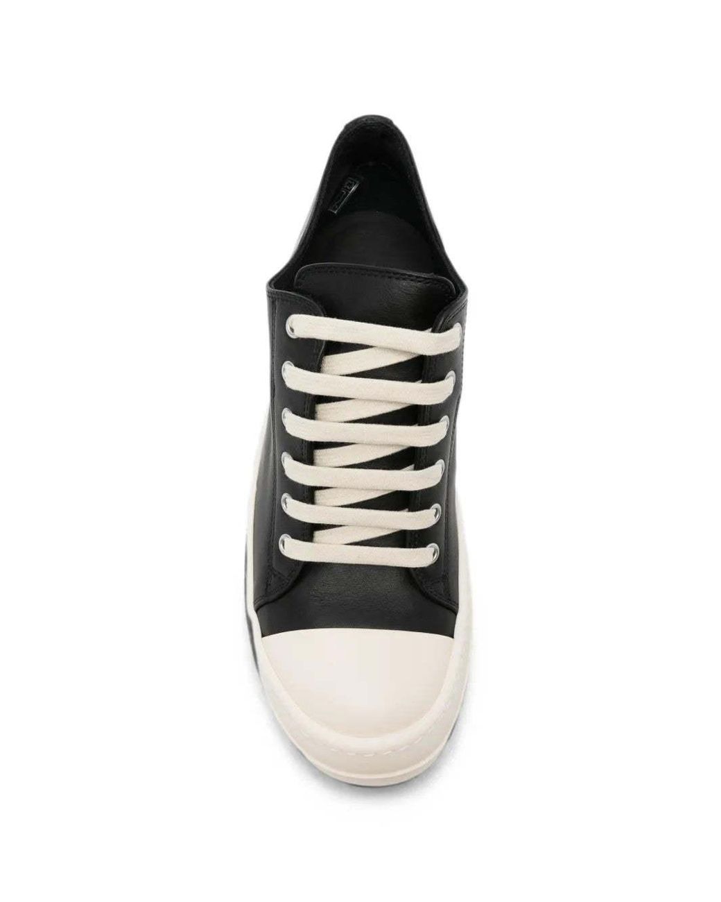 Rick Owens Black Baskets En Cuir À Logo Embossé