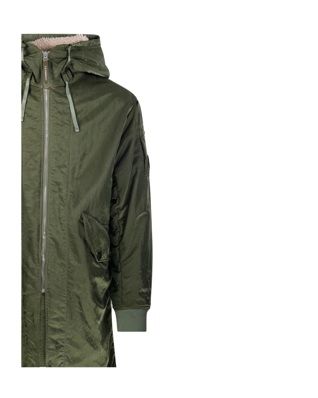 C P Company Green Long-Sleeved Zipper Casual Jacket for men
