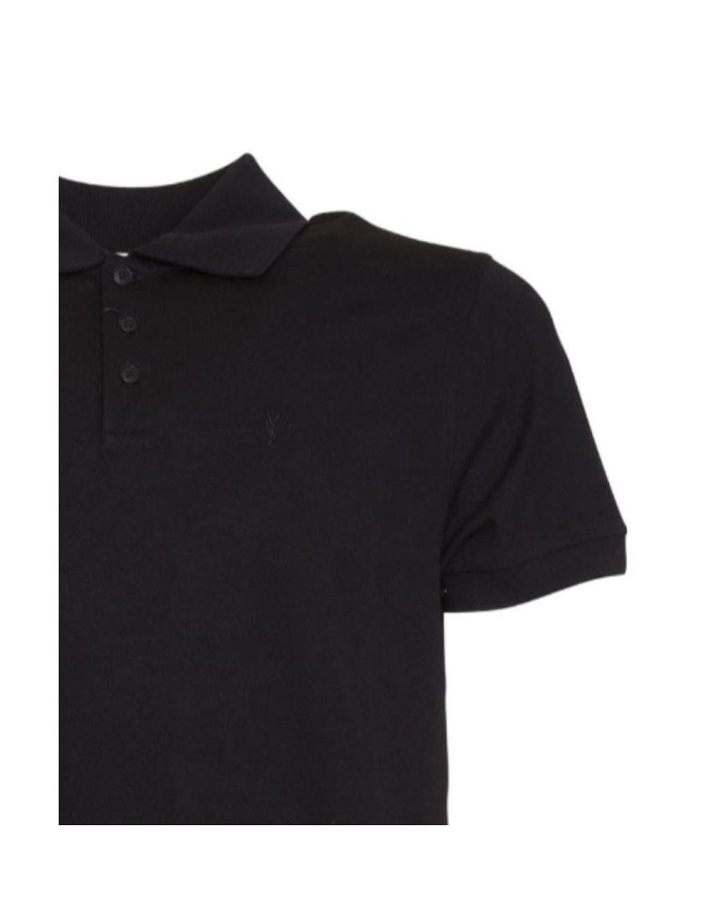 Saint Laurent Black Cotton Logo Polo Shirt for men