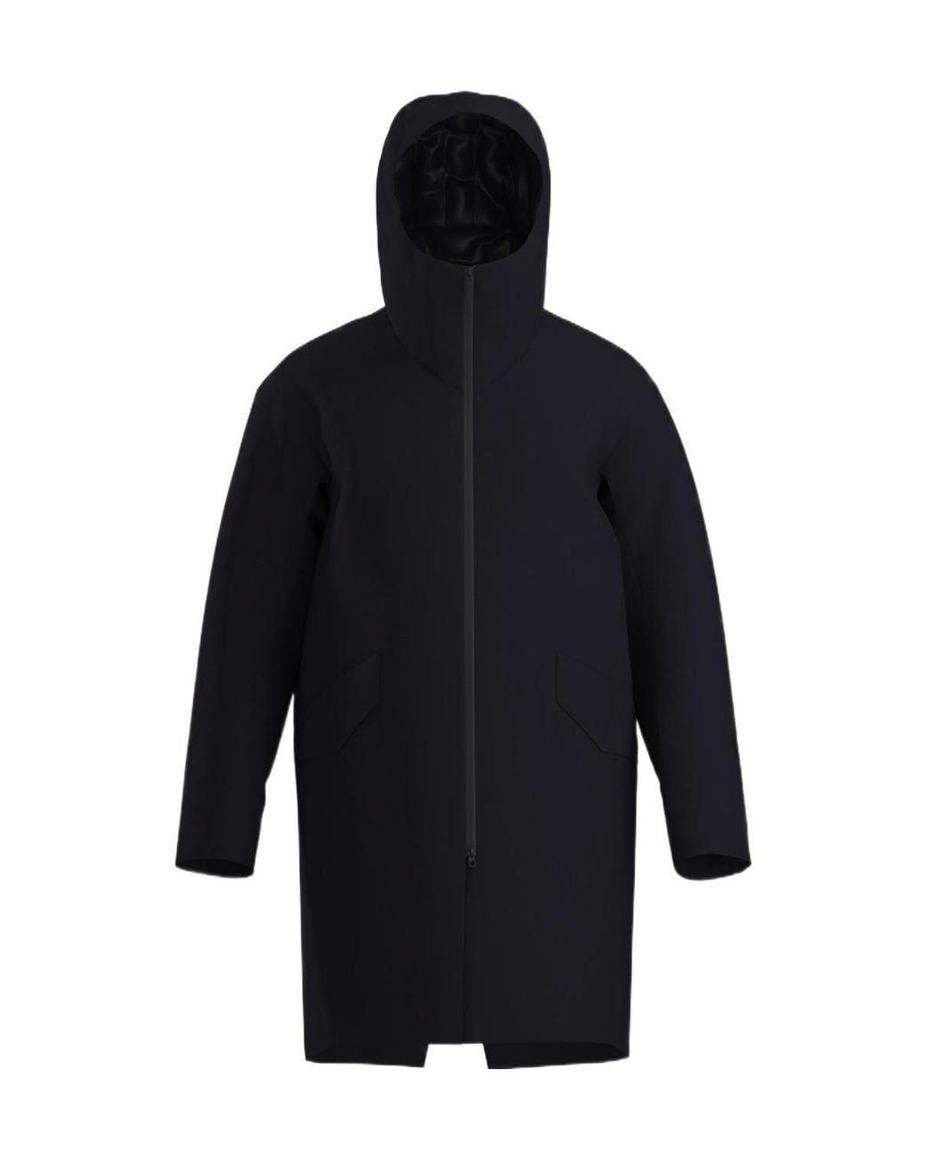 Veilance Blue Hooded Longline Coat for men