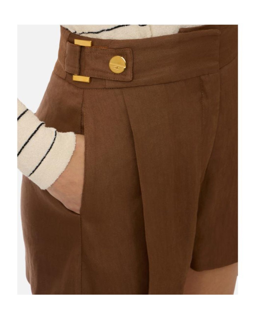 Elisabetta Franchi Brown Pleated Shorts