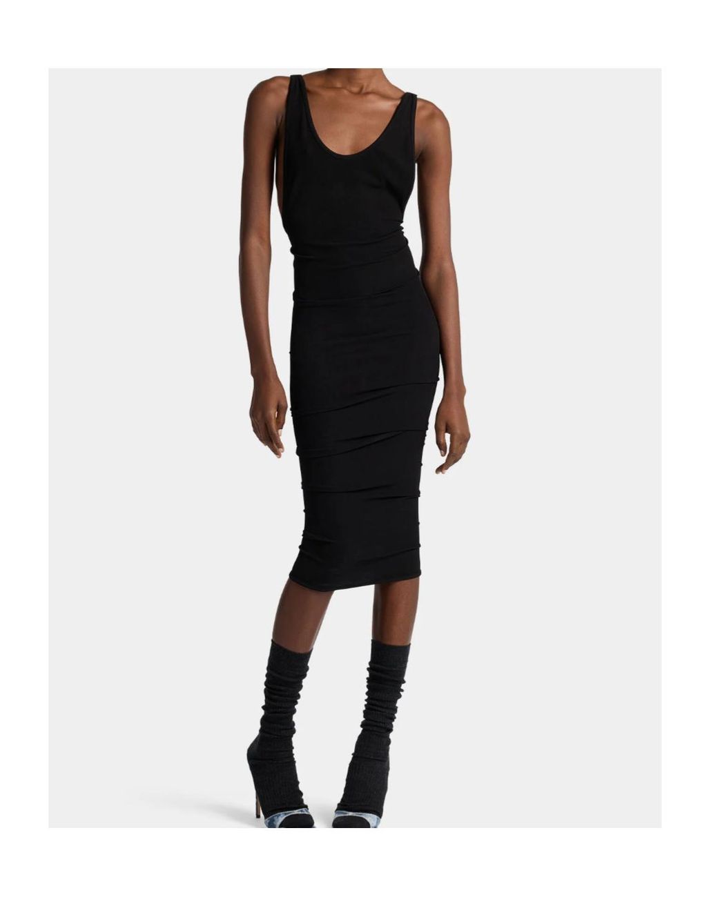 DSquared² Black Ribbed Long Jersey Dress