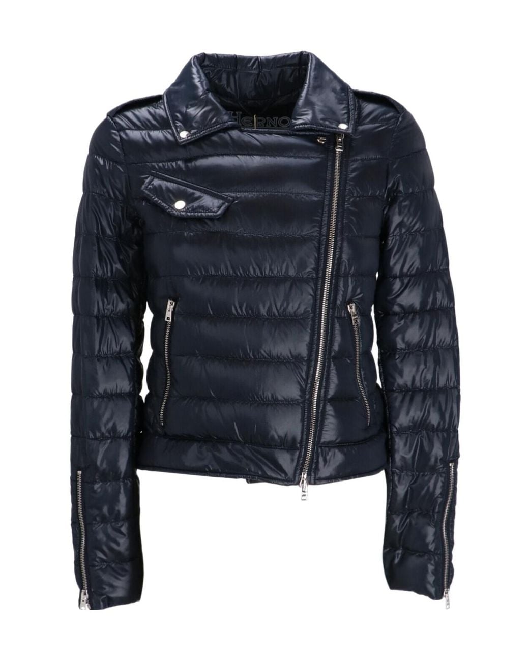 Herno Blue Zip Quilted Jacket