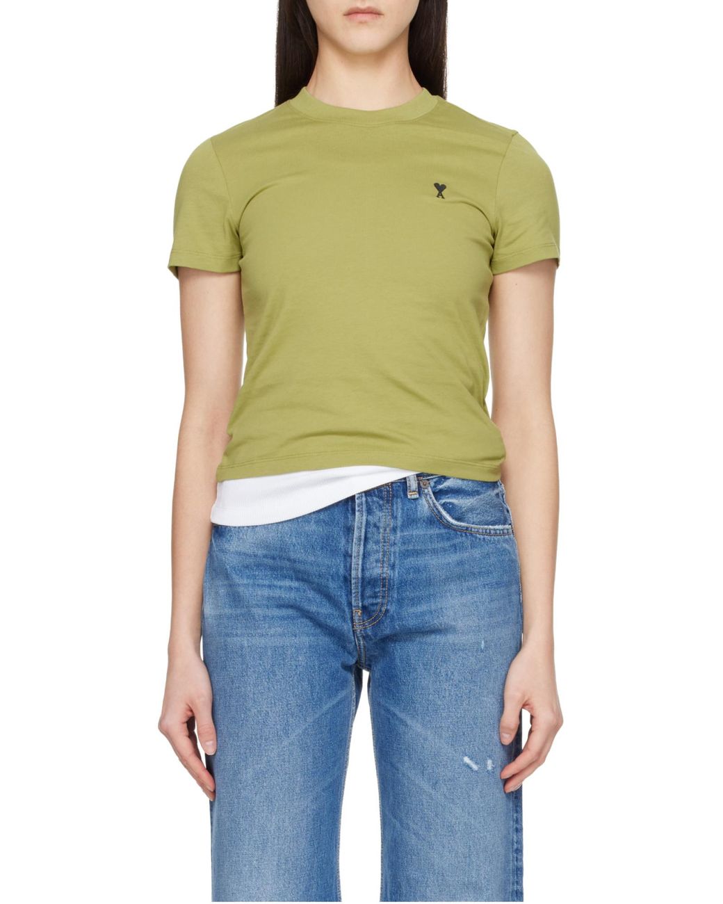AMI Green Ami Ami De Coeur Crewneck T-Shirt