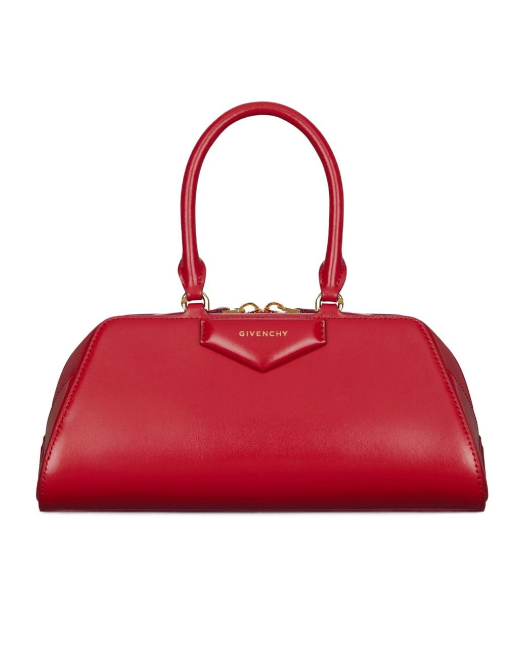 Givenchy Red Antigona Cube East-West Small Top Handle Bag