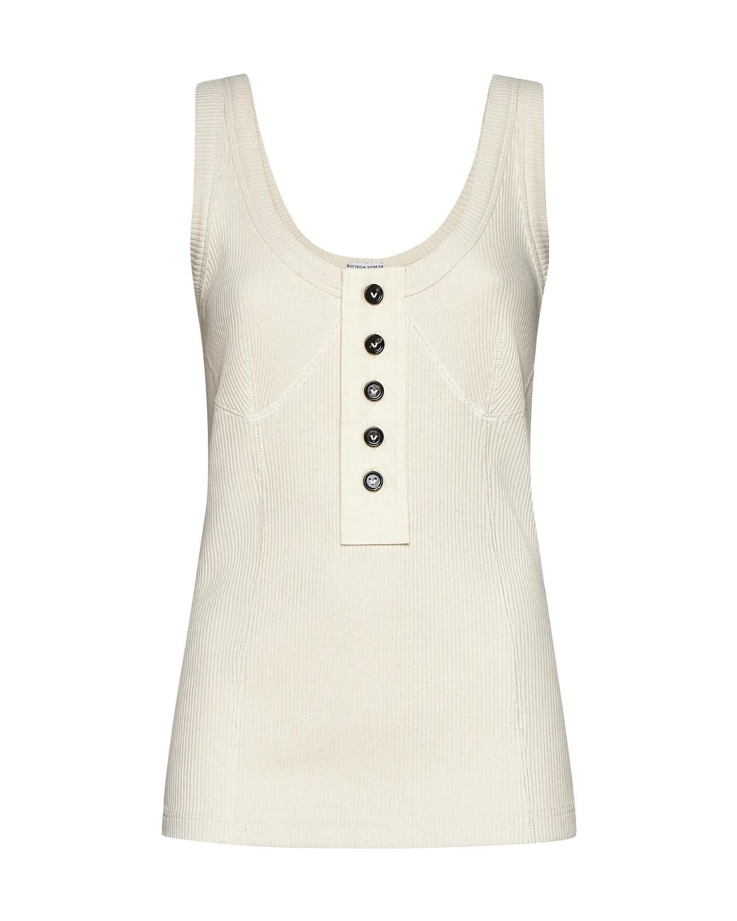 Bottega Veneta Natural Sleeveless Rib Knit Top