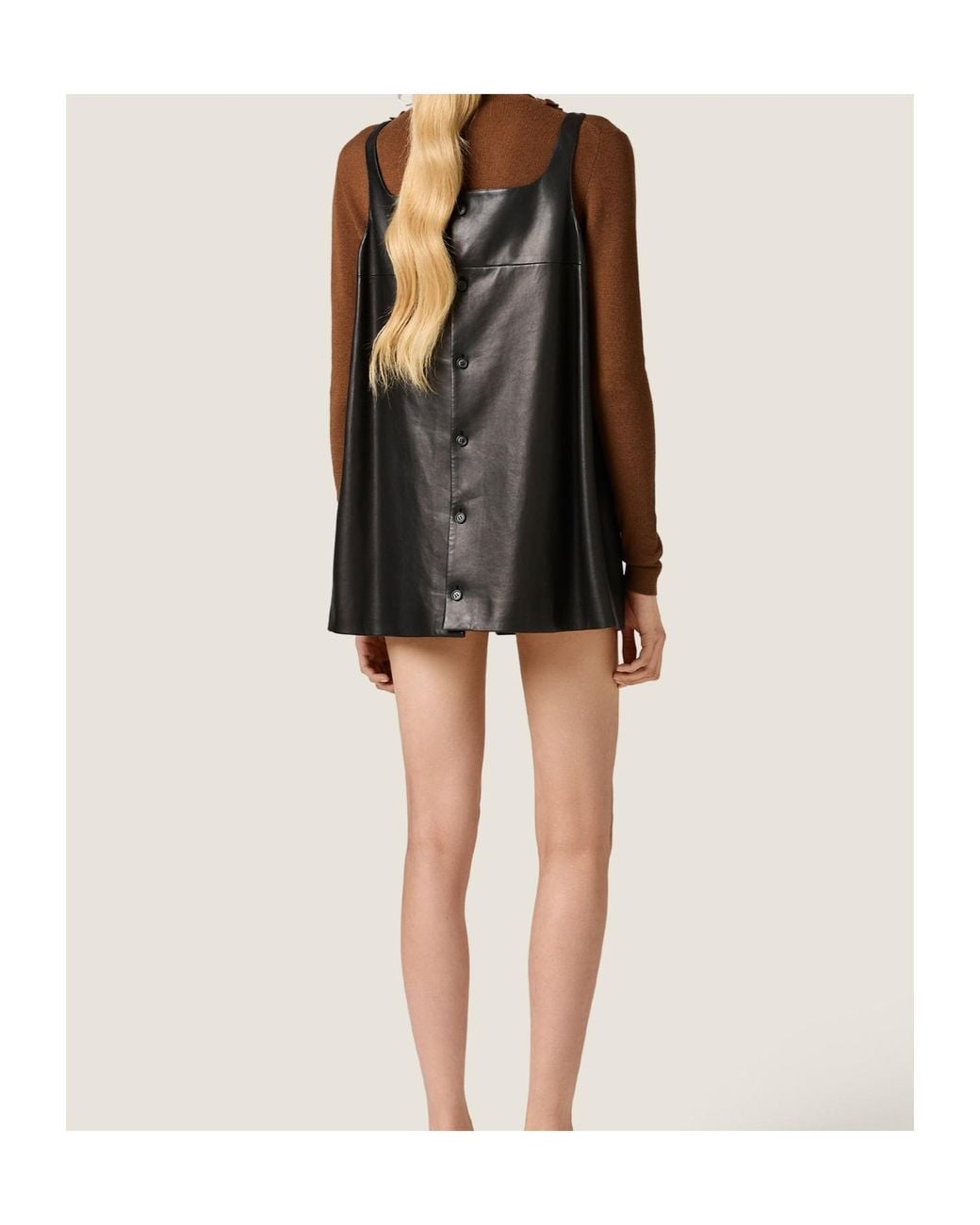 Miu Miu Black Nappa Leather Mini-Dress
