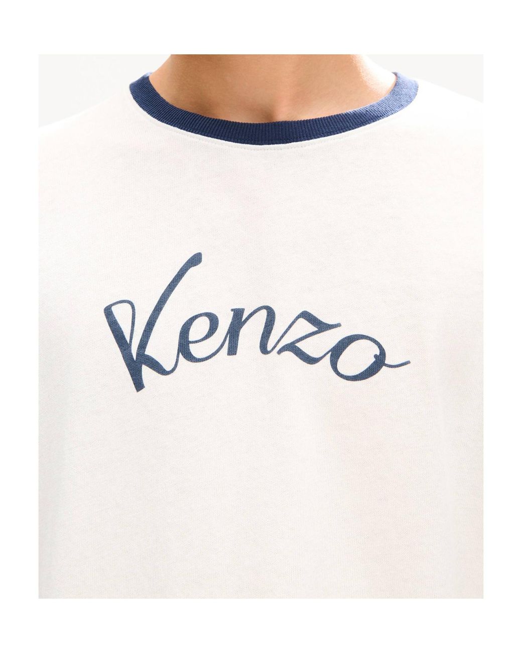 KENZO Blue Logo Trim T-Shirt for men