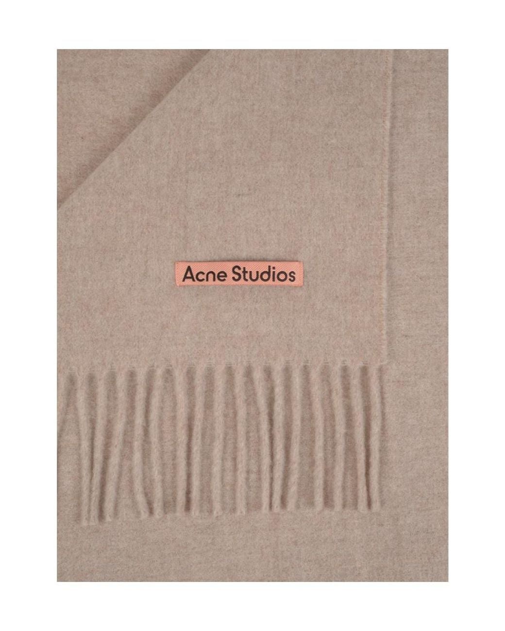 Acne Natural Logo Patch Fringed-Edge Scarf for men