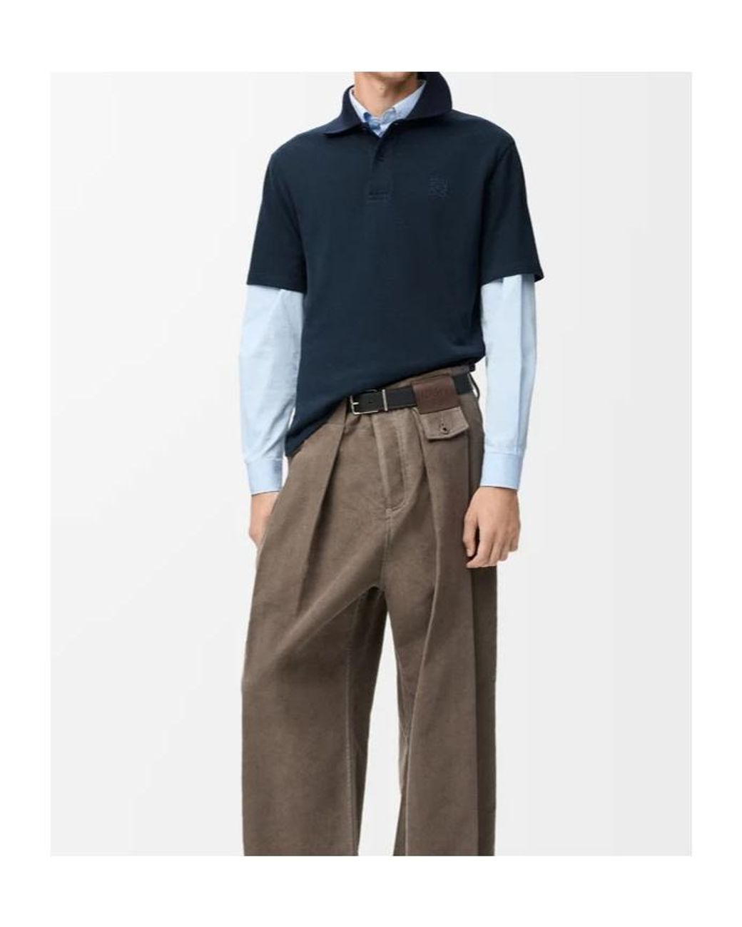 Loewe Blue Embroidered Short-Sleeved Polo Shirt for men