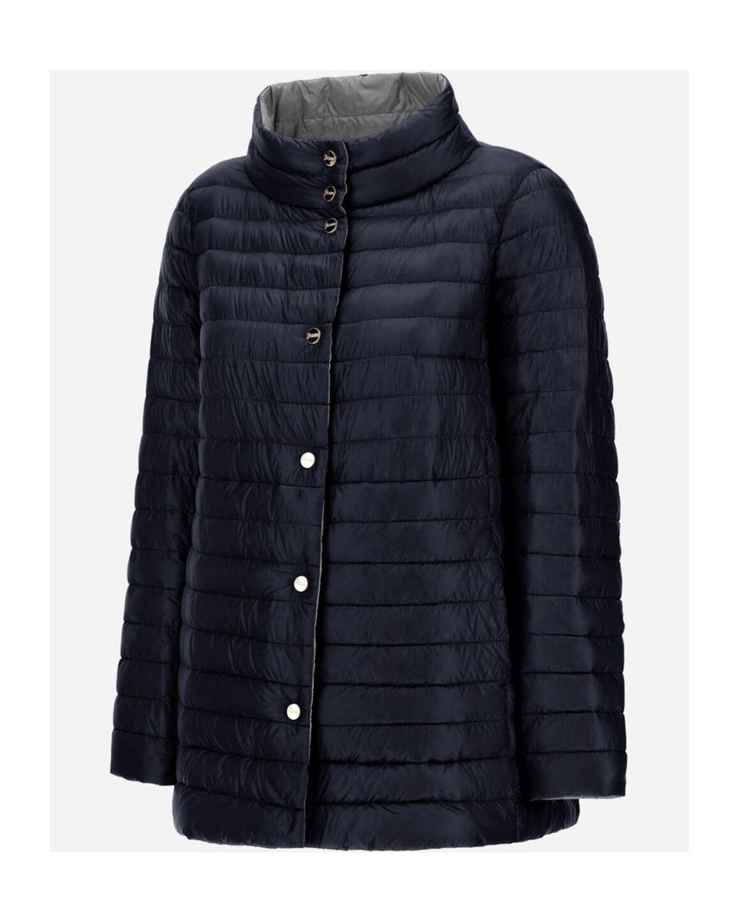 Herno Blue Reversible A-Shape Jacket With Contrasting Colors