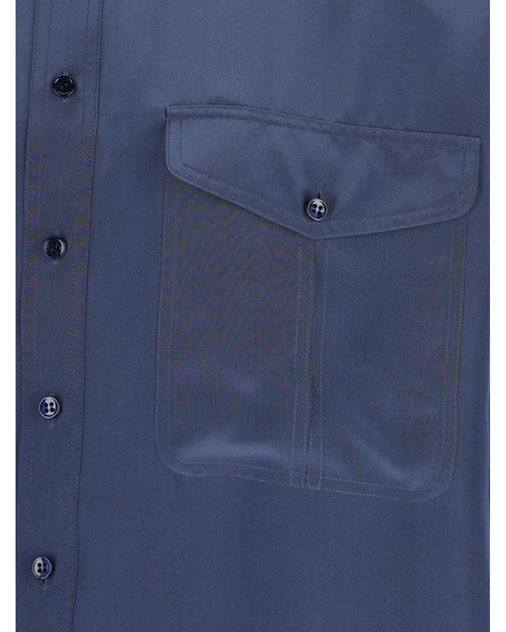 Saint Laurent Blue Button-Up Long-Sleeved Shirt for men