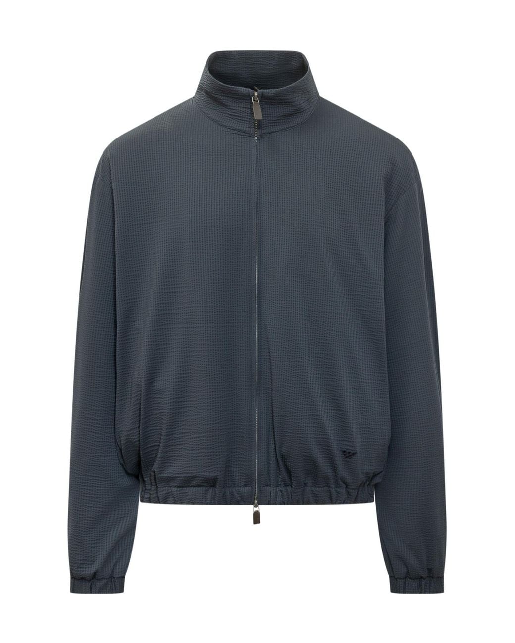 Emporio Armani Blue Textured Zip Blouson Jacket for men