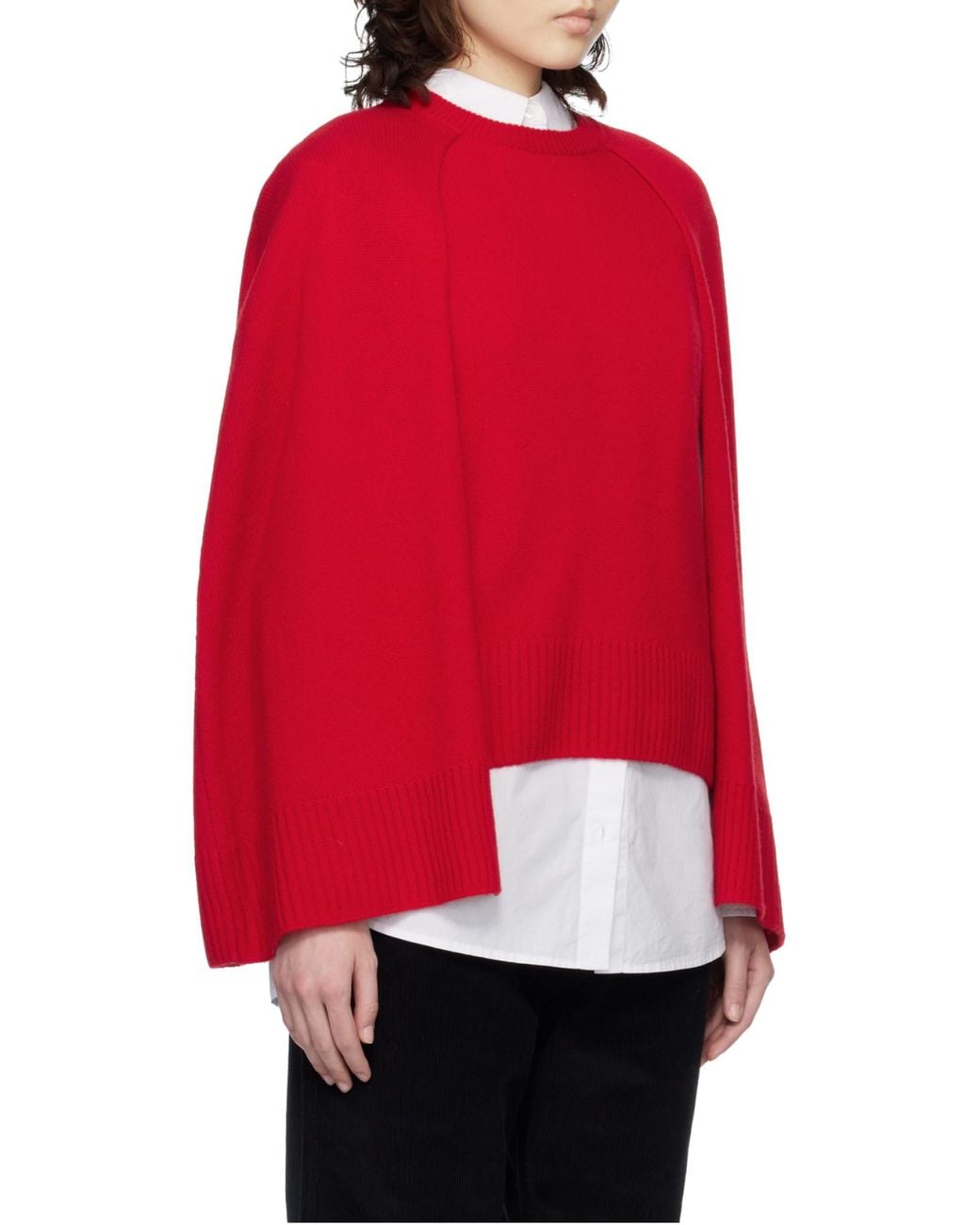 Totême Red Cashmere Crewneck Cape Sweater