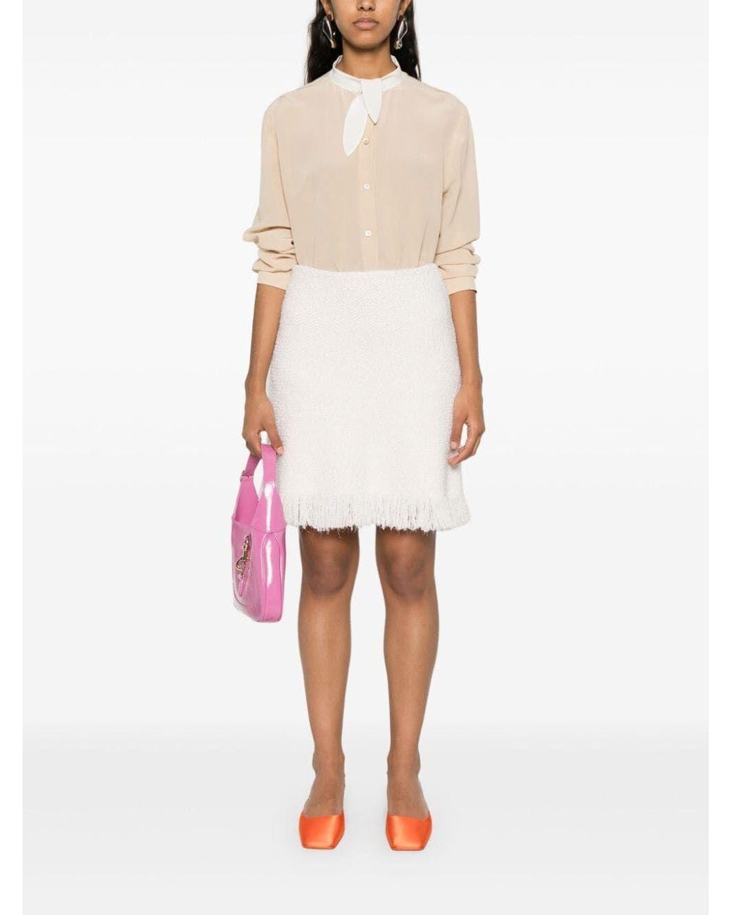Prada White Tie-Fastened Button-Down Shirt