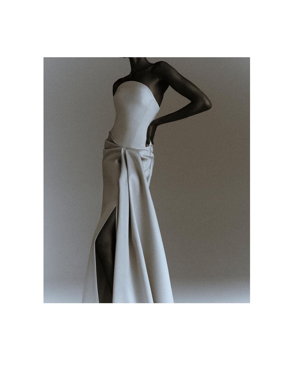 Solace London White Seri Strapless Draped Maxi Dress