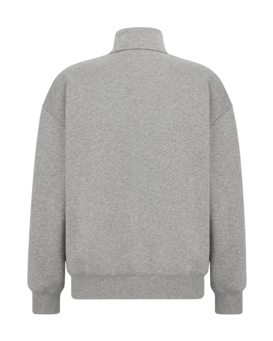 Dior Gray Homme High Neck Zip Detailed Sweatshirt for men