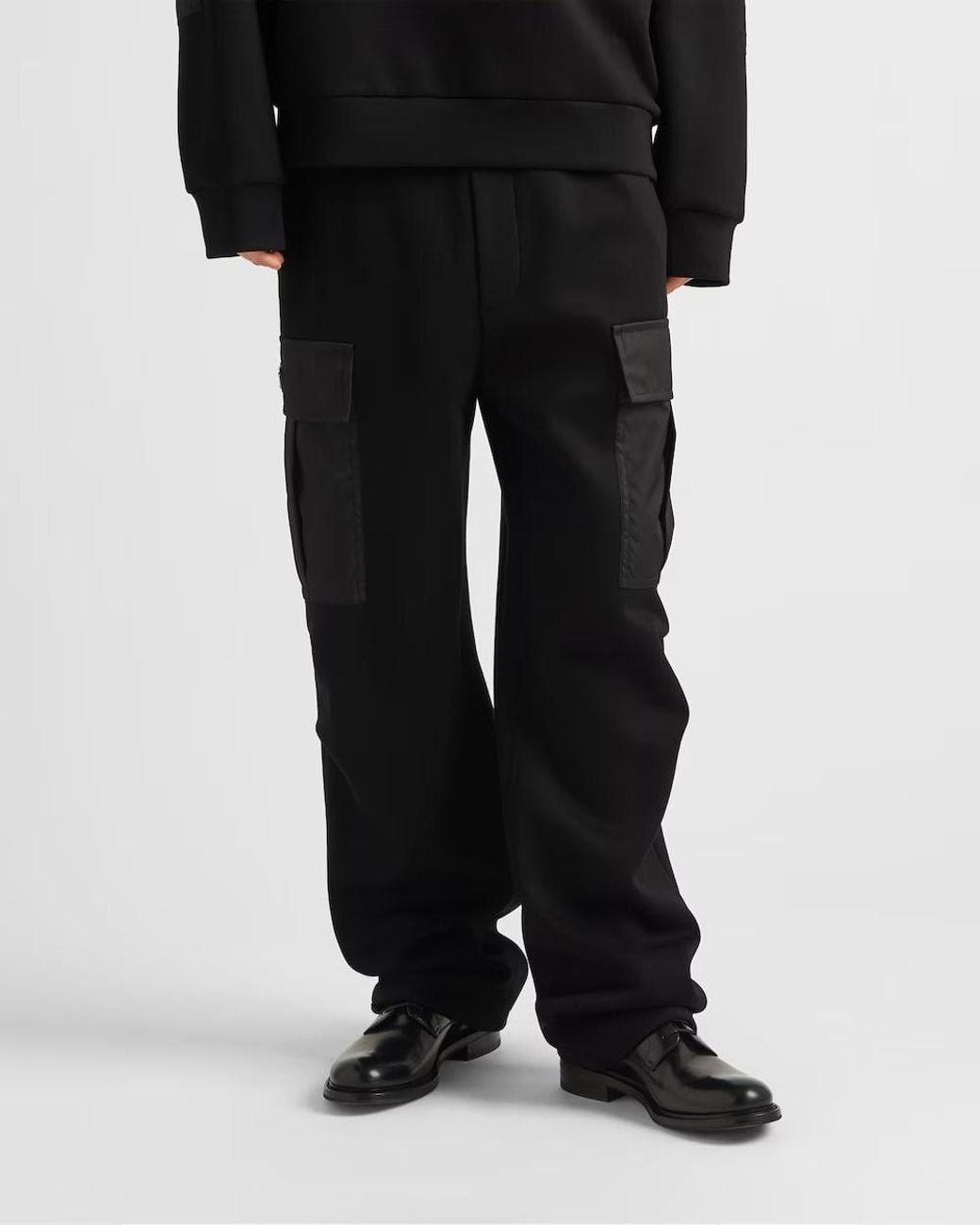 Prada Black Triangle-Logo Cargo Joggers for men