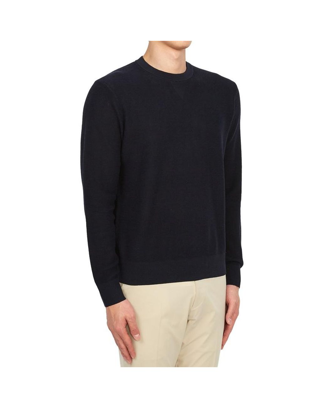 Theory Blue Long Sleeved Crewneck Sweater for men