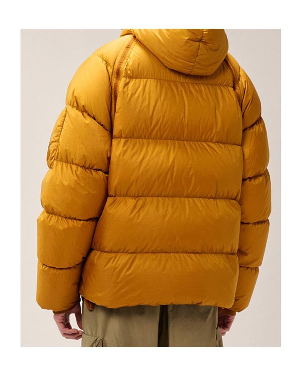 C P Company Yellow Down Shield Hooded Down Jacket for men