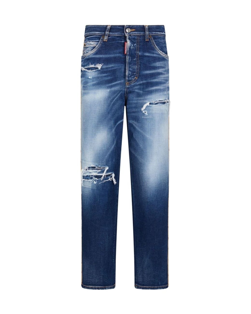 DSquared² Blue Medium Ripped Knee Wash Boston Jeans