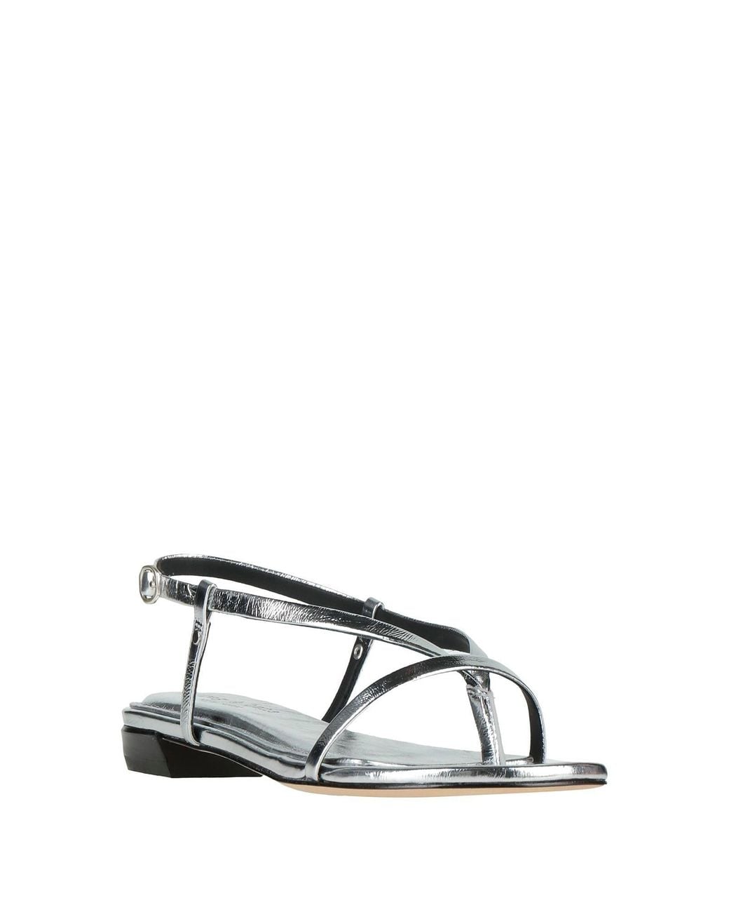 Rag & Bone White Metallic Leather Single-Strap Sandals