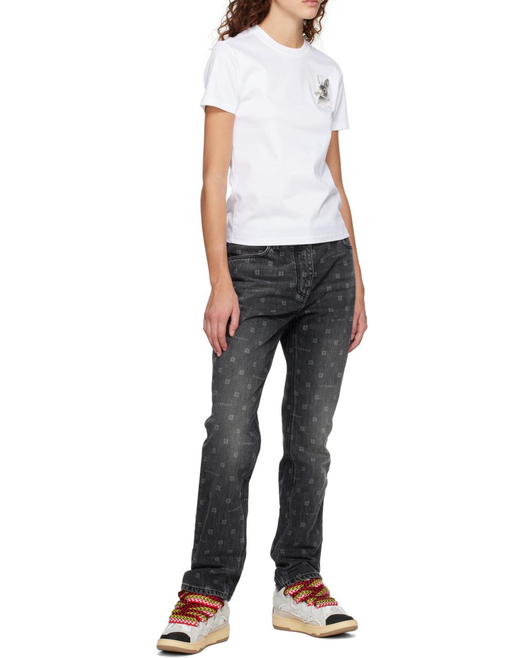 Lanvin Natural Curb Panelled Lace-Up Sneakers