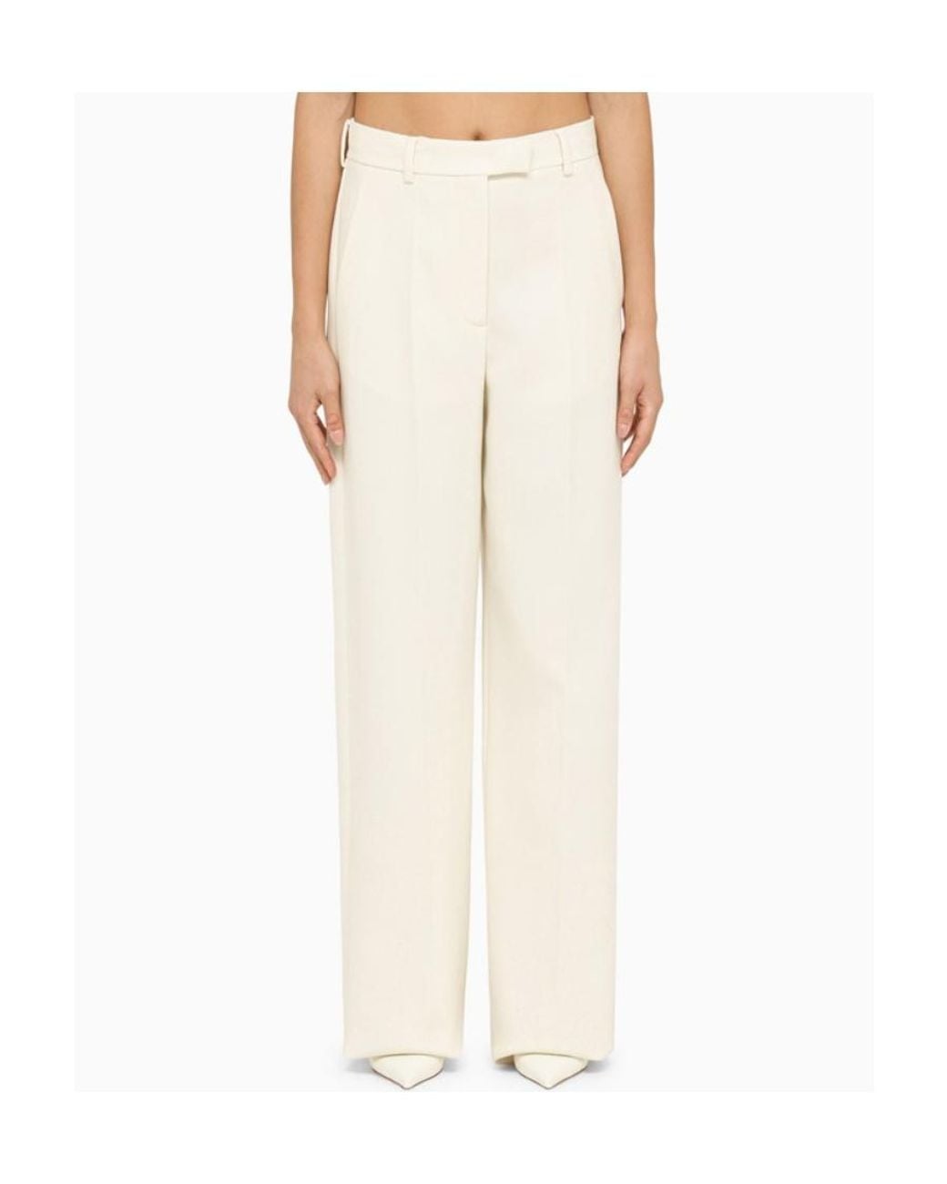 Valentino White High-Rise Wide-Leg Trousers