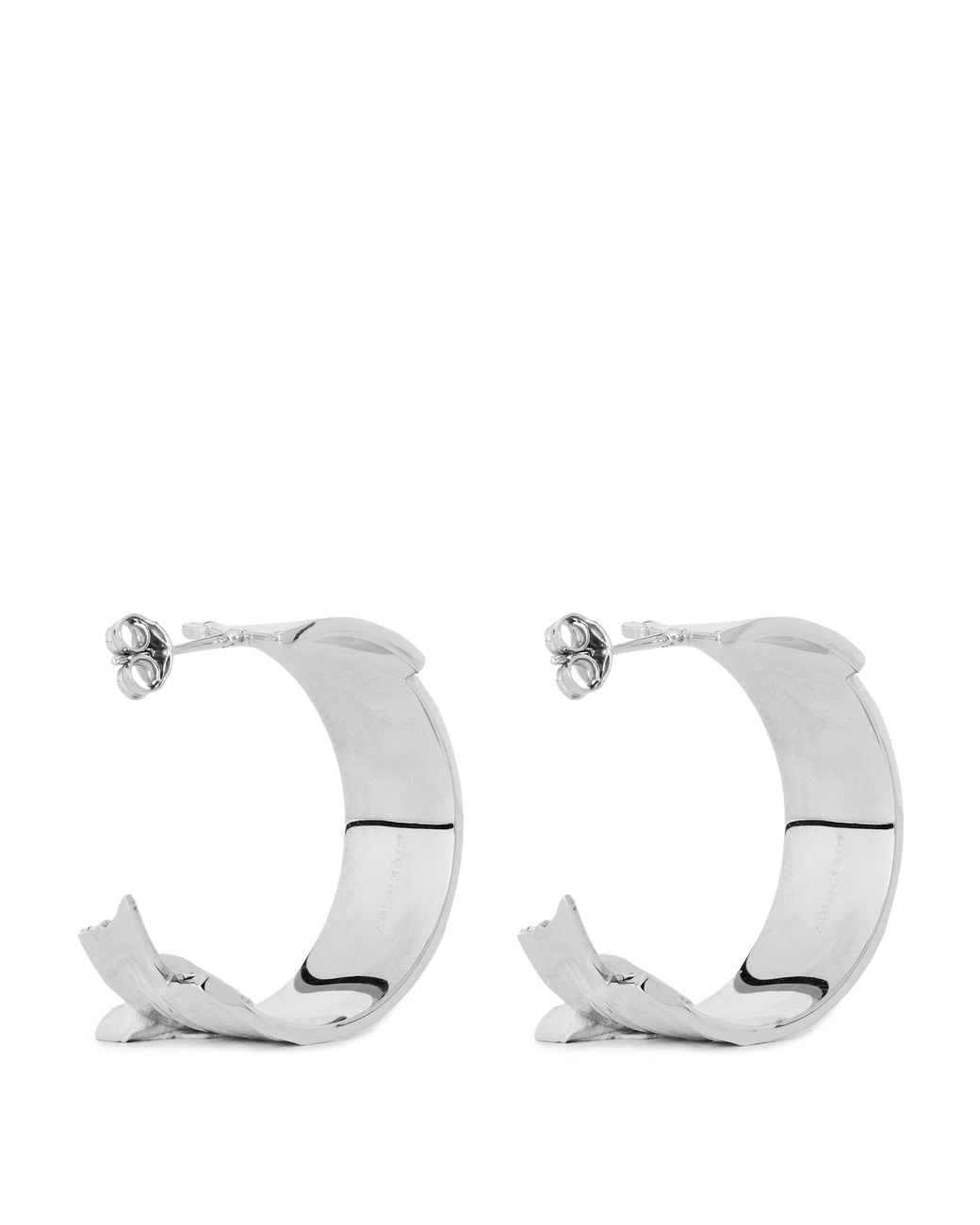 Givenchy White Hoop Earrings With Engraved Text
