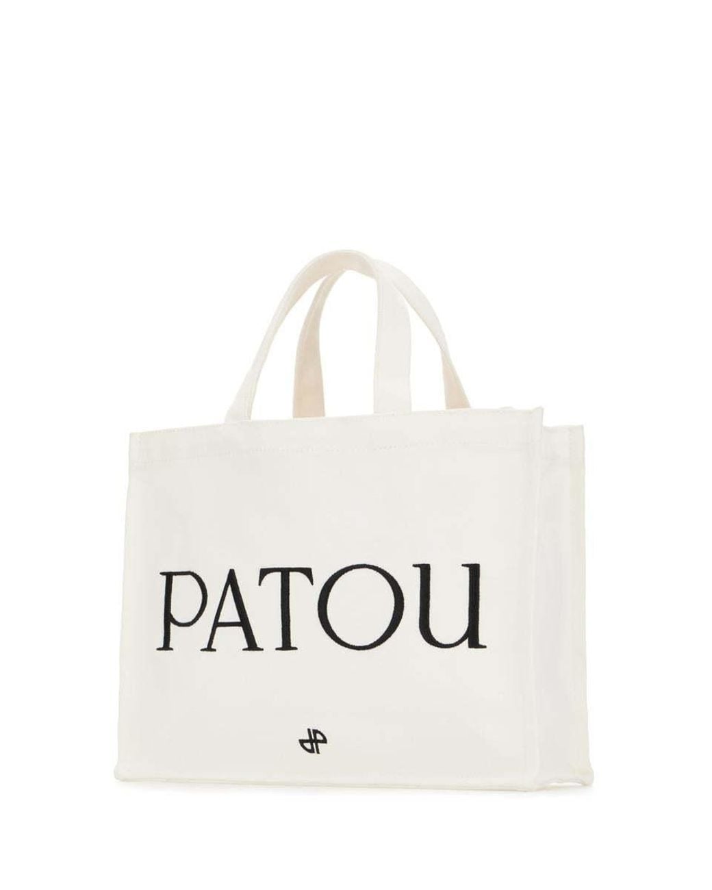 Patou White Logo Embroidered Medium Tote Bag