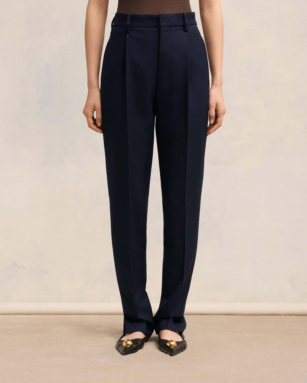 AMI Blue Ami High Waisted Cigarette Trousers