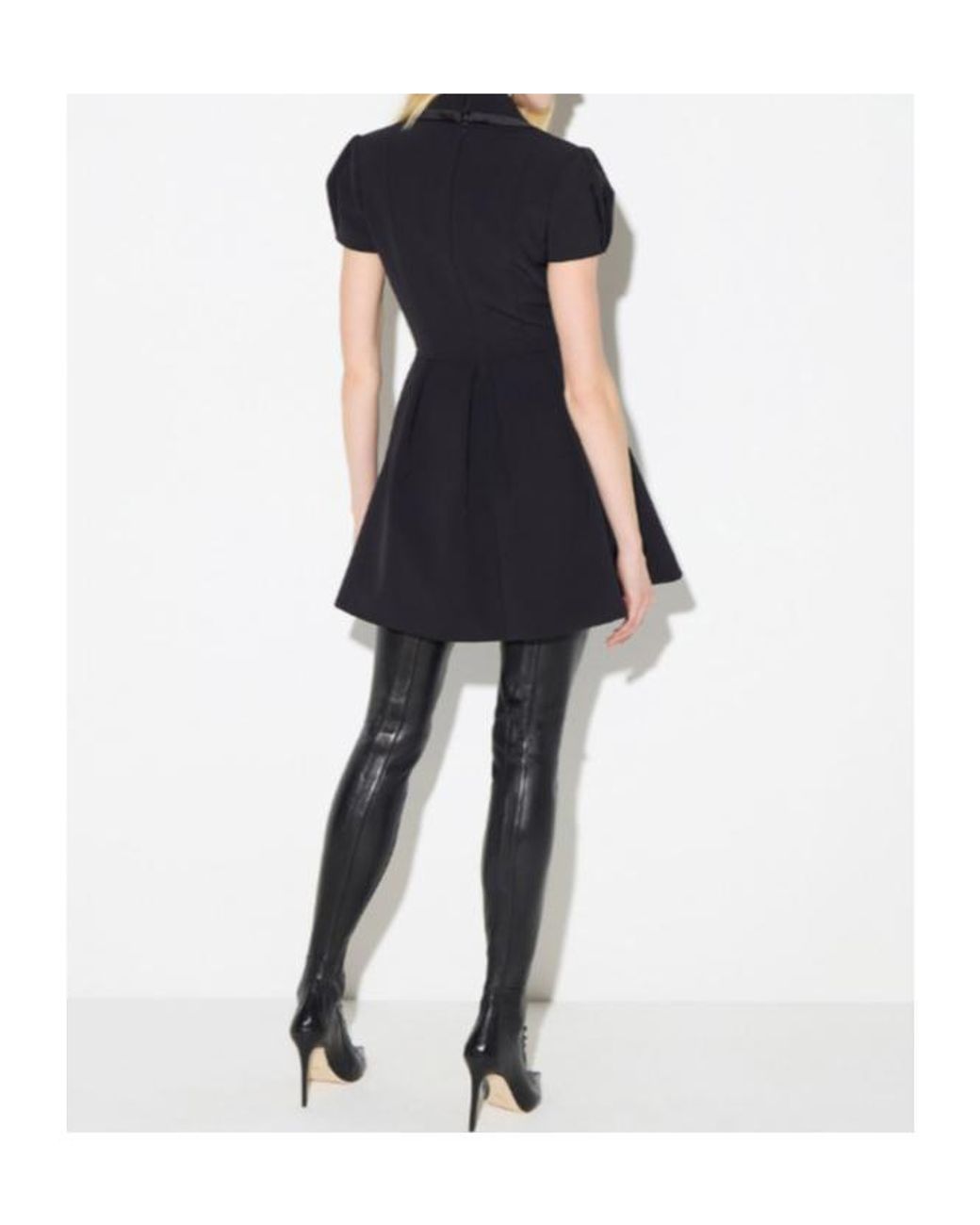 Elisabetta Franchi Black Pleated Deep-Neck Dress