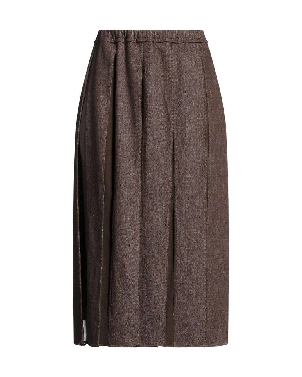 Brunello Cucinelli Brown Denim Tulle Skirt