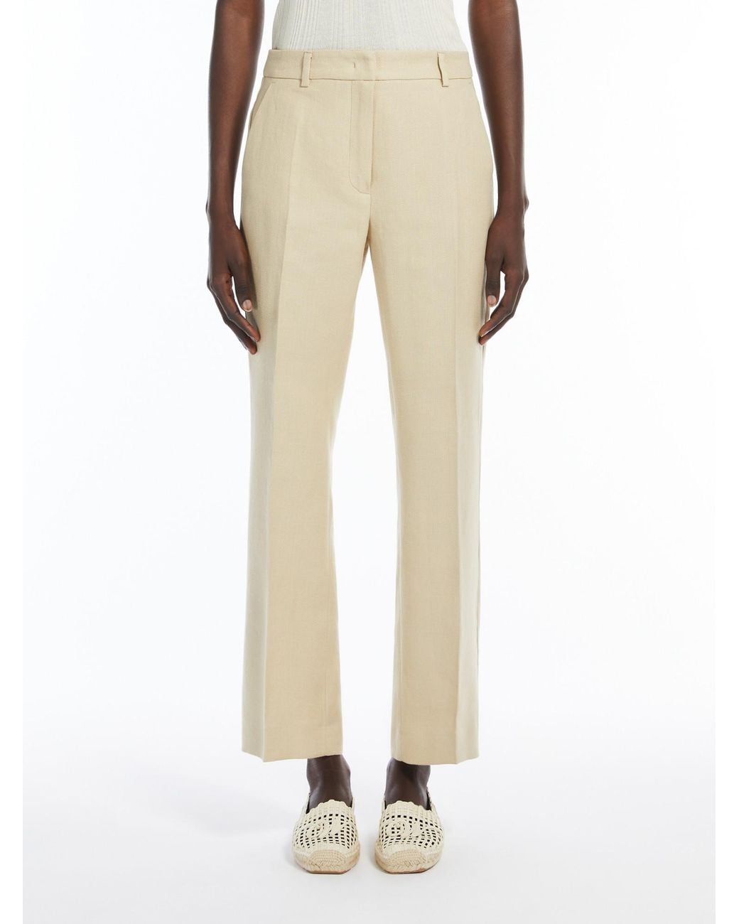 Weekend by Maxmara Natural Batavia Cotton And Linen Trousers