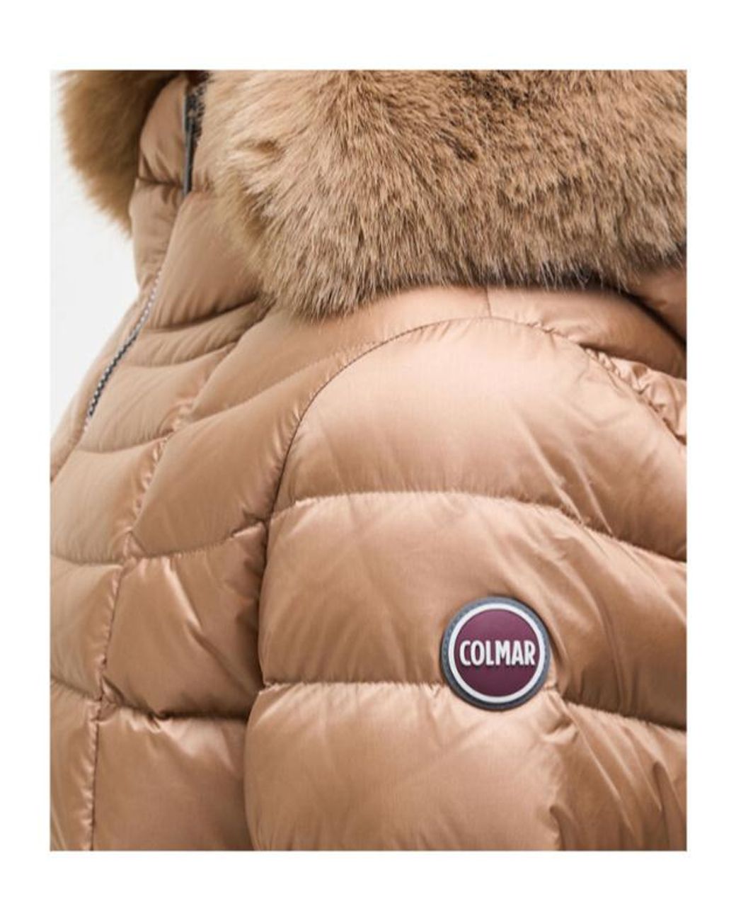 Colmar Brown Quilted Hooded Fur Trim Coat