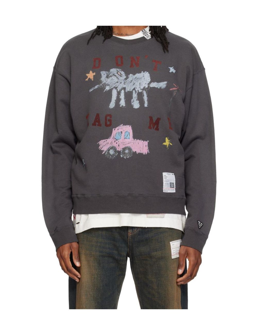 Maison Mihara Yasuhiro Black Graphic-Print Sweatshirt for men