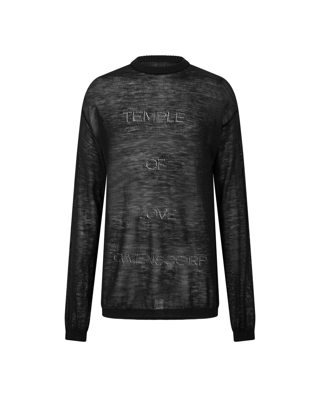 Rick Owens Black Temple Sheer Sweat Crew Neck Jumper for men