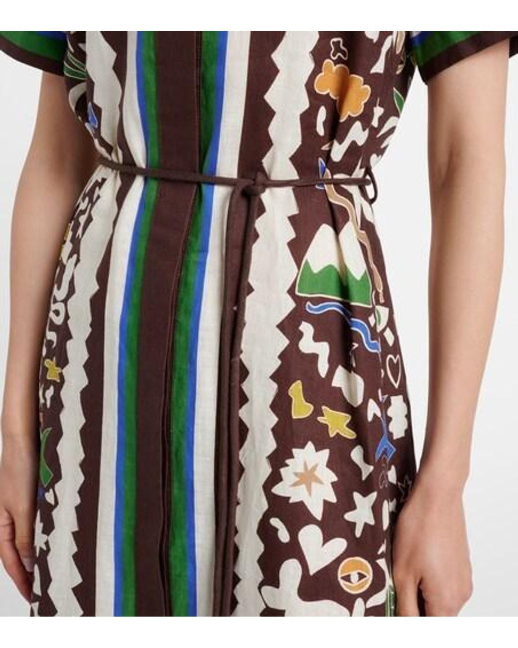 ALÉMAIS White Maroc Printed Linen Shirt Dress