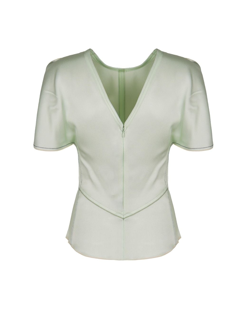 Victoria Beckham Green Draped Short-Sleeve Top