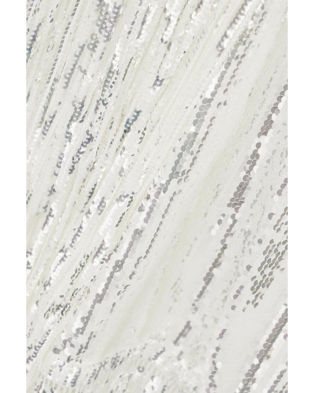 ROTATE BIRGER CHRISTENSEN White Ribbon Sequined Crepe Chiffon Neckline Mini Dress