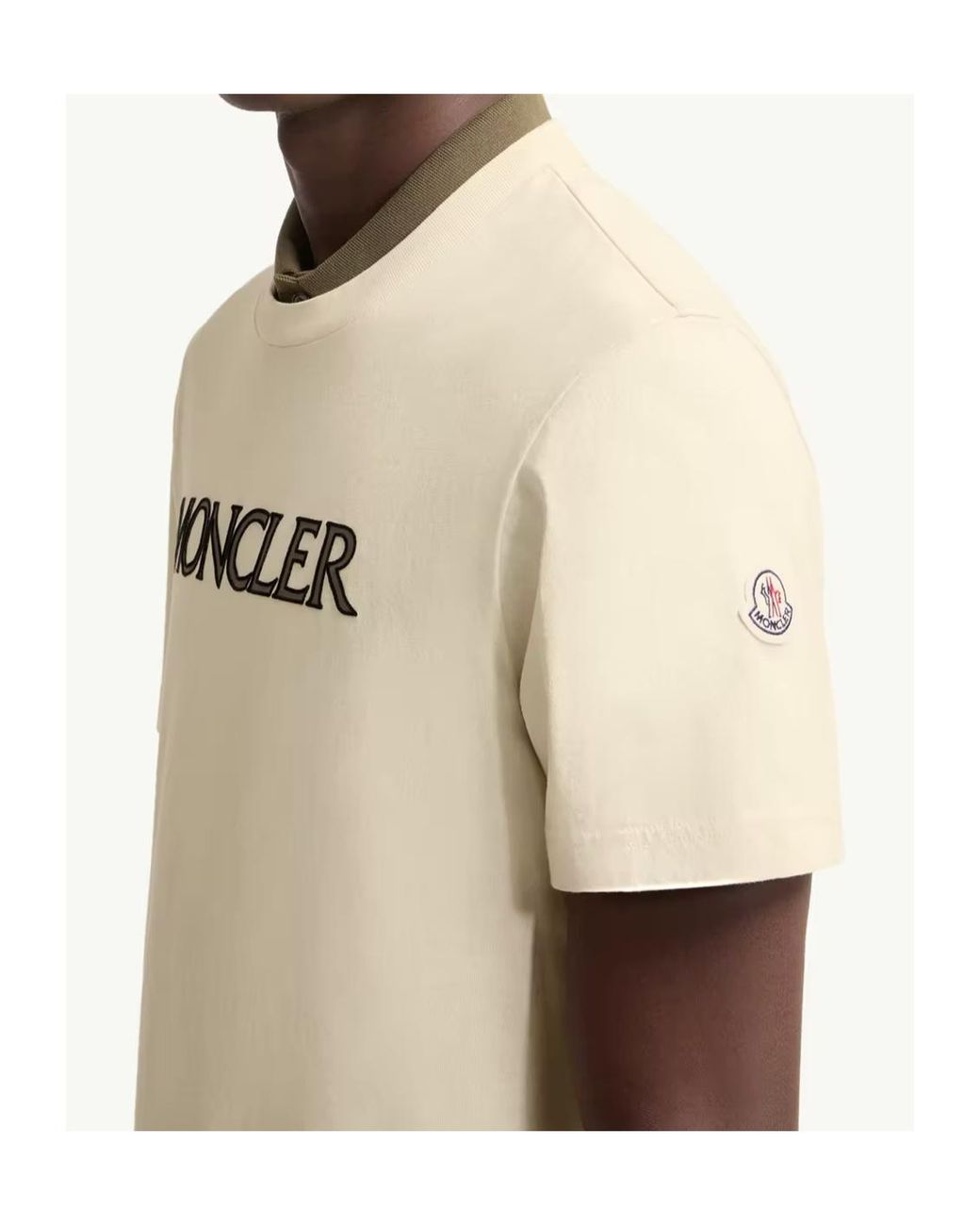 Moncler Natural Logo Velvet Detail T-Shirt for men