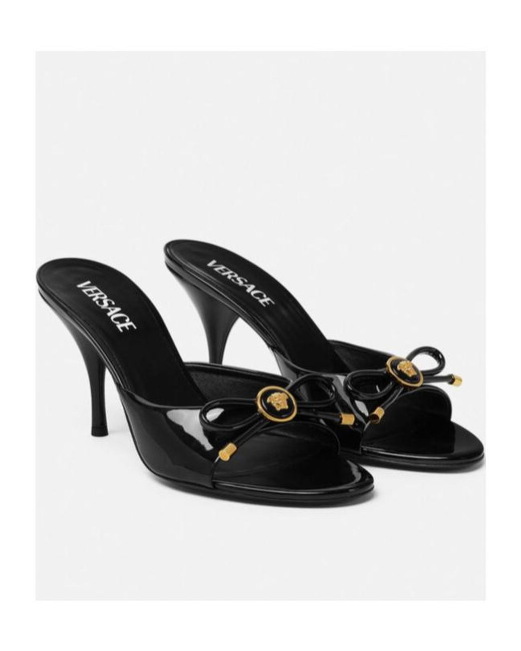 Versace Black Opera Bow Heeled Mules